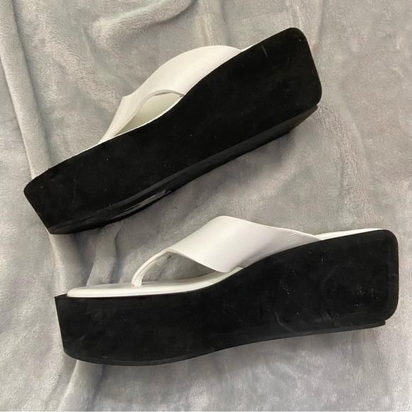 New! Frame Le Ocean chunky platform Wedge thong Sandals Size 37.5 white - Picture 3 of 9